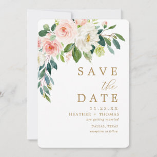 Elegante Blush Gold Wasserfarben Blumenzwiebeln Save The Date
