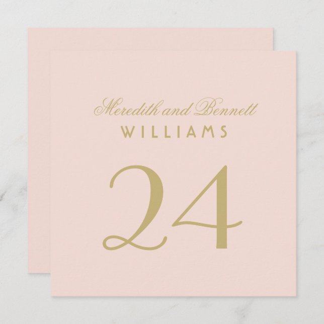 Elegante Blush Gold Wedding Monogram Tischnummer (Vorne/Hinten)