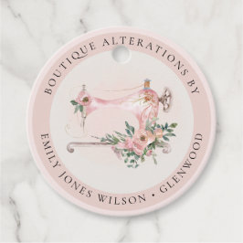 Elegante Blush Gray Nähmaschine Blumenmatte Geschenkanhänger
