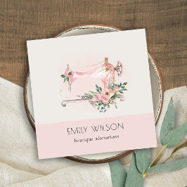 Elegante Blush Gray Nähmaschine Blumenmatte Quadratische Visitenkarte