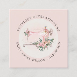 Elegante Blush Gray Nähmaschine Blumenmatte Quadratische Visitenkarte