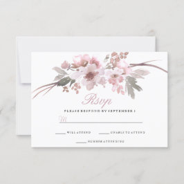 Elegante Blush & Gray Weiße Blütenhochzeit RSVP Karte