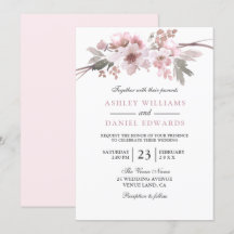 Elegante Blush & Gray White Floral Wedding