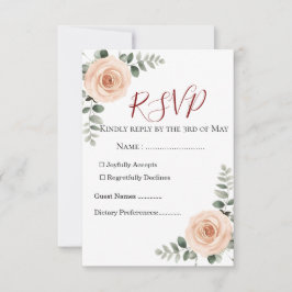 Elegante Blush & Greenerity Wedding RSVP Card | Ev