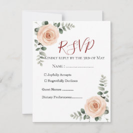 Elegante Blush & Greenerity Wedding RSVP Card | Ev Karte