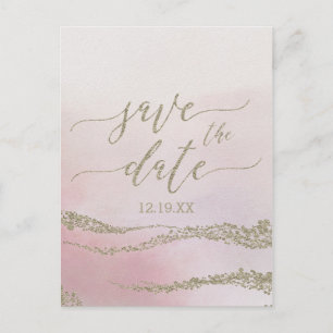 Elegante Blush-Hochzeit im Wasserfarben speichern  Ankündigungspostkarte