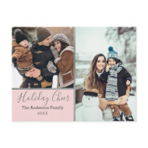Elegante Blush Holiday Cheer Foto Collage Silver