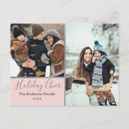 Elegante Blush Holiday Cheer Foto Collage Silver Postkarte