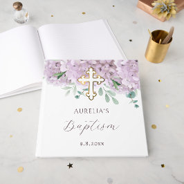 Elegante Blush Hydrangea Taufe Gästebuch