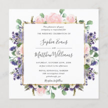 Elegante Blush Lavender Lila Blumengold Hochzeit