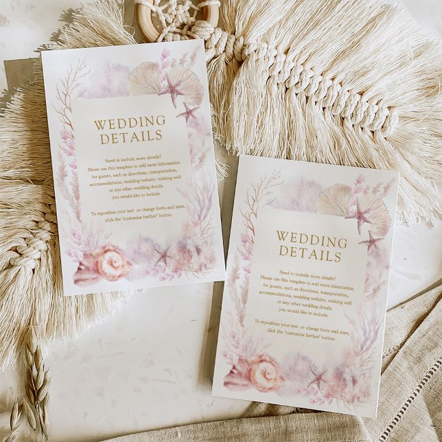 Elegante Blush Lavender Ocean Beach Hochzeiten Det Begleitkarte (Von Creator hochgeladen)