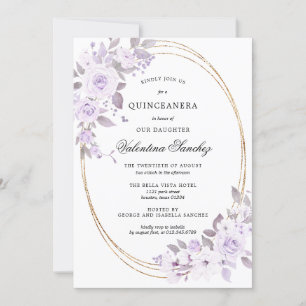 Elegante Blush Lila Rose Florenz Quinceanera Einladung