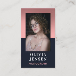 Elegante Blush & Navy Berufliche Fotografie Visitenkarte