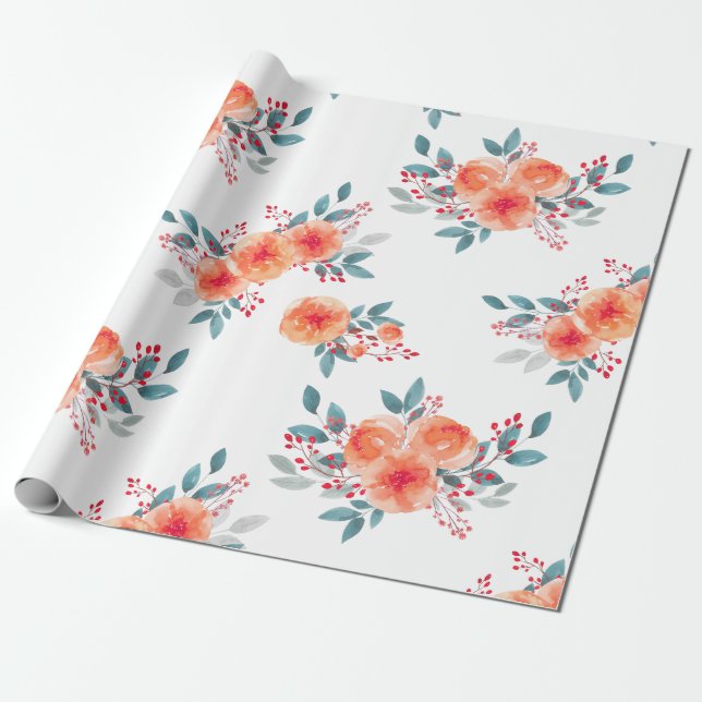Elegante Blush Orange Wasserfarben Geschenkpapier (Ungerollt)