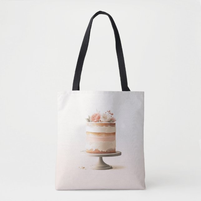 Elegante Blush Peach Floral Cake Küche Bäckerei Tasche (Vorderseite)