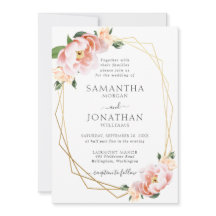 Elegante Blush Peach Gold Geometrische Hochzeit