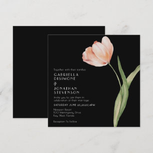 Elegante Blush Peach Wassercolor Tulip Hochzeit Einladung