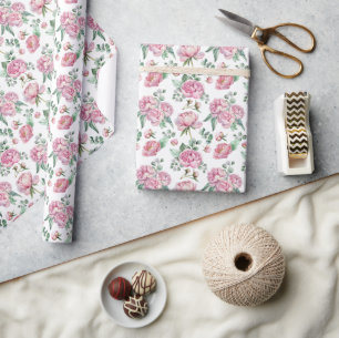 Elegante Blush Peony and Greenery Wasserfarben Geschenkpapier