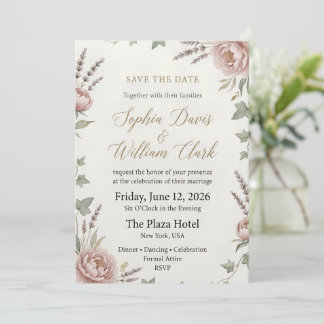 Elegante Blush-Pfingstrose Hochzeit Save the Date