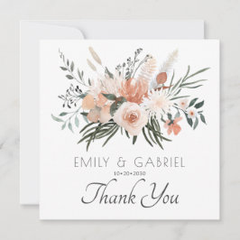 Elegante Blush Pink Bläserne Hochzeit Dankeskarte