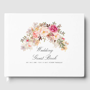 Elegante Blush Pink Bläserne Hochzeit Gästebuch