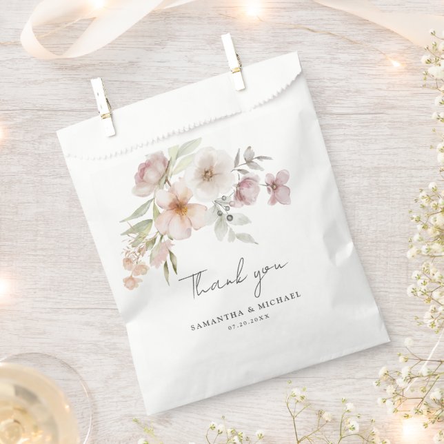 Elegante Blush Pink Bläserne Hochzeit Geschenktütchen (Ausgeschnitten)