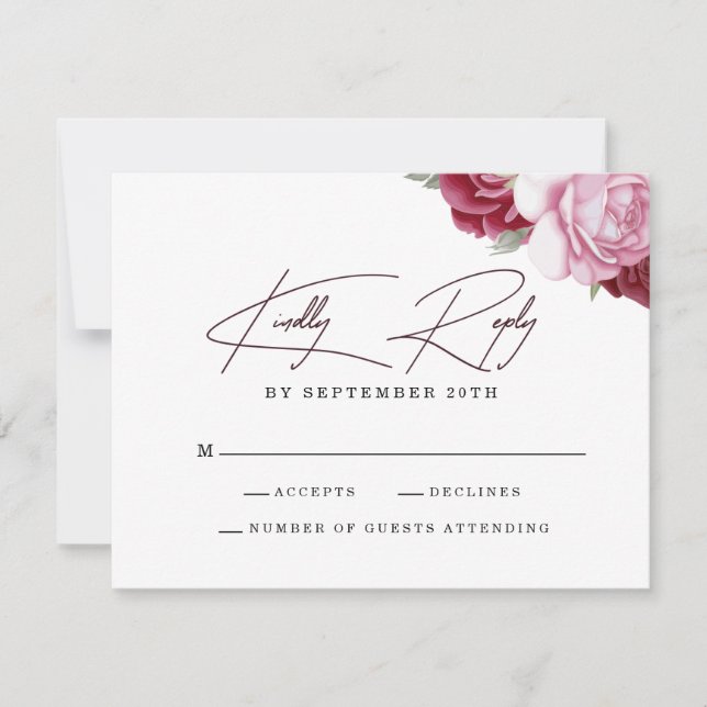 Elegante Blush Pink Bläserne Hochzeit RSVP Karte (Vorderseite)