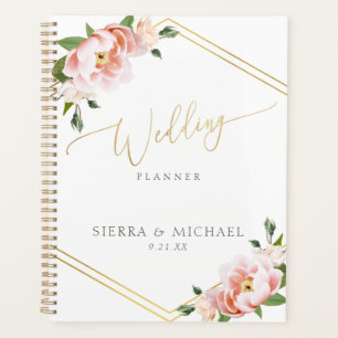 Elegante Blush Pink Bläserpeony Gold Wedding Planer