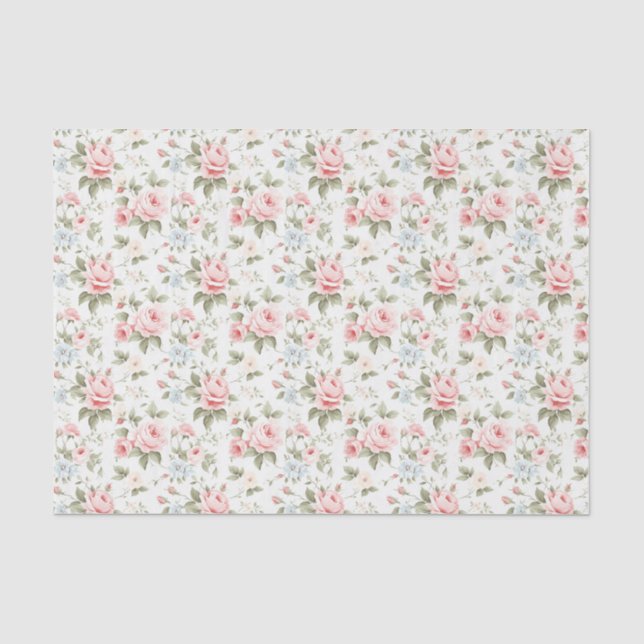 Elegante Blush Pink Blumenverpackung Seidenpapier (Vorderseite)