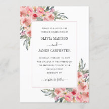 Elegante Blush Pink Blütenblume Wasserfarbenhochze