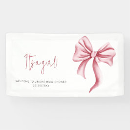 Elegante Blush Pink Bow Baby Dusche Banner