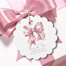 Elegante Blush Pink Bow Baby Dusche Geschenkanhänger