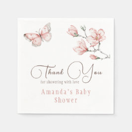 Elegante Blush Pink Butterfly Floral Baby Dusche Serviette