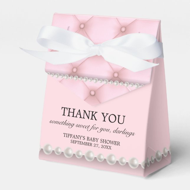 Elegante Blush Pink Chic Tiffany Theme Baby Dusche Geschenkschachtel (Vorderseite)