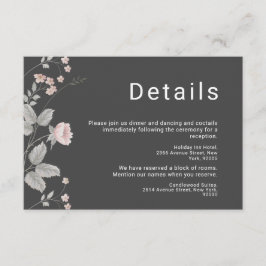 Elegante Blush Pink & Dark Gray Blues Hochzeit Begleitkarte