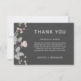 Elegante Blush Pink & Dark Gray Blues Hochzeit Dankeskarte
