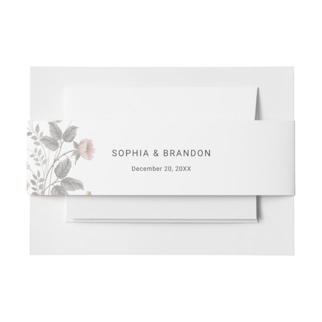 Elegante Blush Pink & Dark Gray Blues Hochzeit Einladungsbanderole (Vorderseite Beispiel)