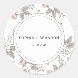 Elegante Blush Pink & Dark Gray Blues Hochzeit Runder Aufkleber