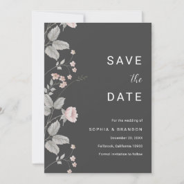 Elegante Blush Pink & Dark Gray Blues Hochzeit Save The Date