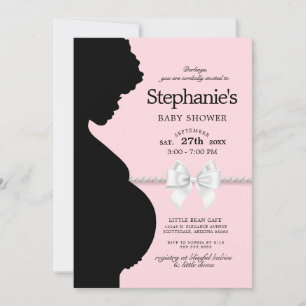 Elegante Blush Pink Ethnic Silhouette Babydusche Einladung