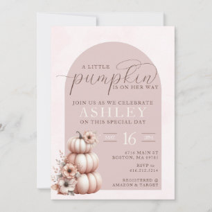 Elegante Blush Pink Fall Pumpkin Baby Dusche Einladung