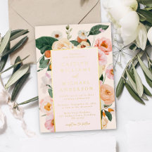 Elegante Blush Pink Floral Gold Hochzeit