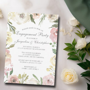 Elegante Blush Pink Floral Sommer Engagement Party Einladung