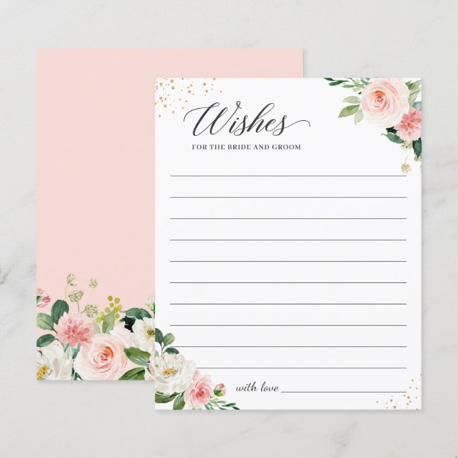 Elegante Blush Pink Floral Wünsche für Neugeborene (Vorne/Hinten)