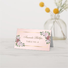 Elegante Blush Pink Fold Bloral Hochzeit Platzkarte