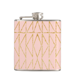 Elegante Blush Pink Gold Geometric Bridal Wedding Flachmann