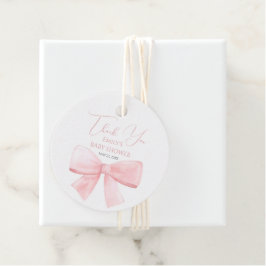Elegante Blush Pink Pastel Bow Girl Babydusche Geschenkanhänger