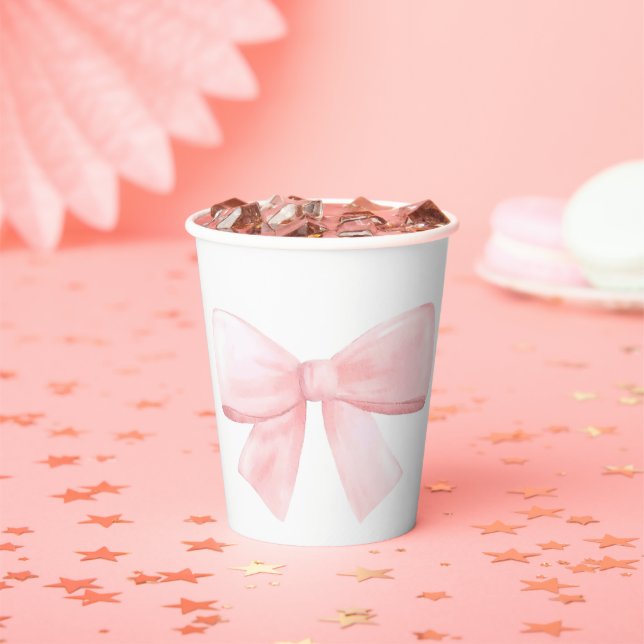 Elegante Blush Pink Pastel Bow Girl Babydusche Pappbecher (Insitu)