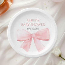 Elegante Blush Pink Pastel Bow Girl Babydusche