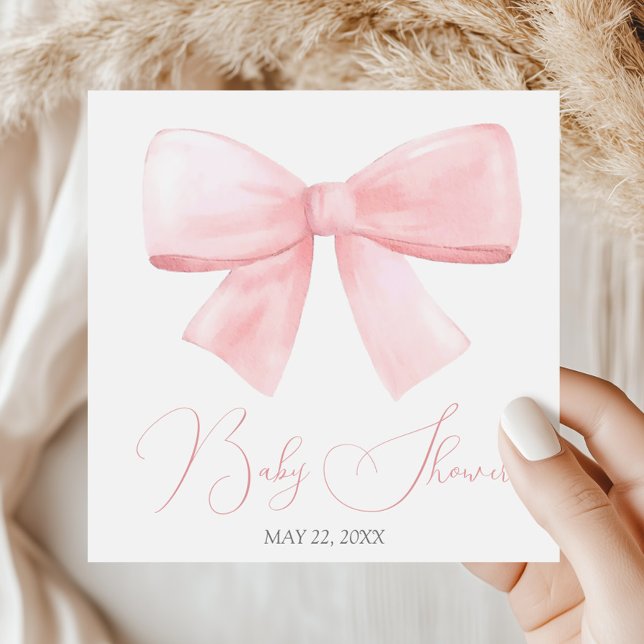 Elegante Blush Pink Pastel Bow Girl Babydusche Serviette (Von Creator hochgeladen)